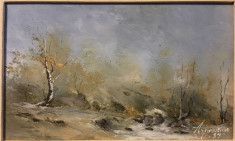 Aparaschivei - Peisaj de toamna (ulei pe panza, 1994, 34,5x25 cm.) foto