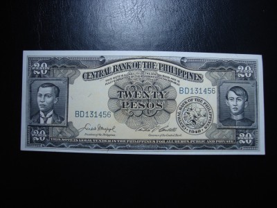 FILIPINE 20 PESOS 1949 UNC foto