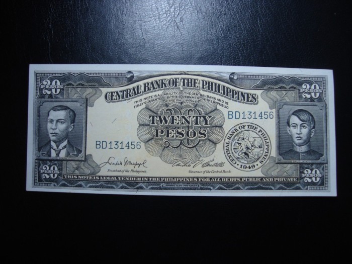 FILIPINE 20 PESOS 1949 UNC