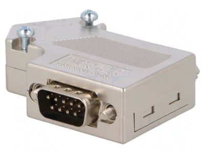 Conector D-Sub 9 PIN unghi 55&amp;deg; cu terminal şurub pe cablu foto