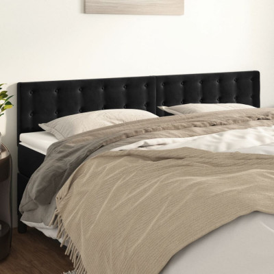 vidaXL Tăblii de pat, 2 buc, negru, 80x5x78/88 cm, catifea foto