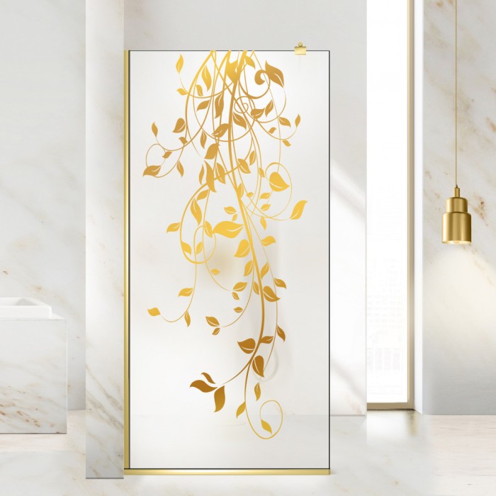 Paravan dus walk-in Aqua Roy Gold, model Dance auriu, sticla 8 mm mata, securizata, anticalcar, 110x195 cm