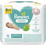 Servetele umede Pampers Sensitive, 6 pachete x 52, 312 buc