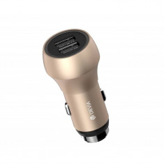 Incarcator auto Devia Qualcomm 3.0 3A Hammer Dual USB Champagne Gold foto