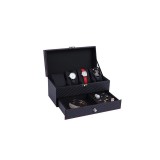 Cumpara ieftin Cutie Ceasuri &amp; Bijuterii Watchbox Black Carbon WZ3449, Lemn, Textil Carbon, 4 Ceasuri, Inele, Lanturi, 22x11.5x11 cm