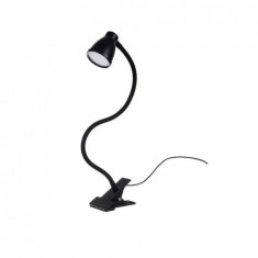 Lampa de birou cu clips, brat flexibil, 3 culori lumina, 10 niveluri, USB, negru, 45 cm, Izoxis