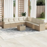 Gossi set canapele de gradina cu perne, 10 piese, bej, poliratan