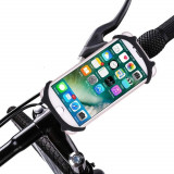 Suport Telefon pentru Bicicleta, Motocicleta, Trotineta, din Silicon 4-7 inch, Negru, Flippy