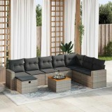 vidaXL Set canapele de grădină, 9 piese, cu perne, gri, poliratan 3325805