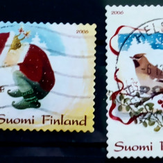 Finlanda 2006 Crăciun, păsări serie de 2v stampilata