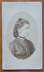 Foto Franz Duschek pe carton, secol 19, doamna Alina Manescu, cu autograf