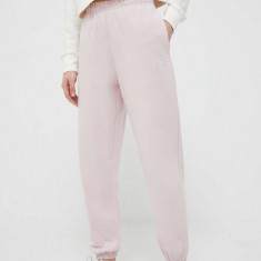 New Balance pantaloni de trening din bumbac culoarea roz, uni WP31503SOI-SOI
