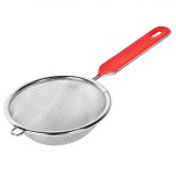 Strecurătoare Metalică, Diametru 10cm, M&acirc;ner Roșu, cu maner, metal, Oem