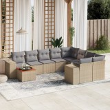vidaXL Set canapele de grădină cu perne, 10 piese, bej, poliratan 3225611