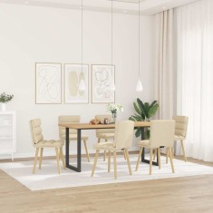 vidaXL Scaune de sufragerie, 6 buc., crem, țesătură 3315670