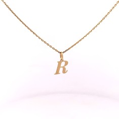 Pandativ din aur de 14k in forma de litera R