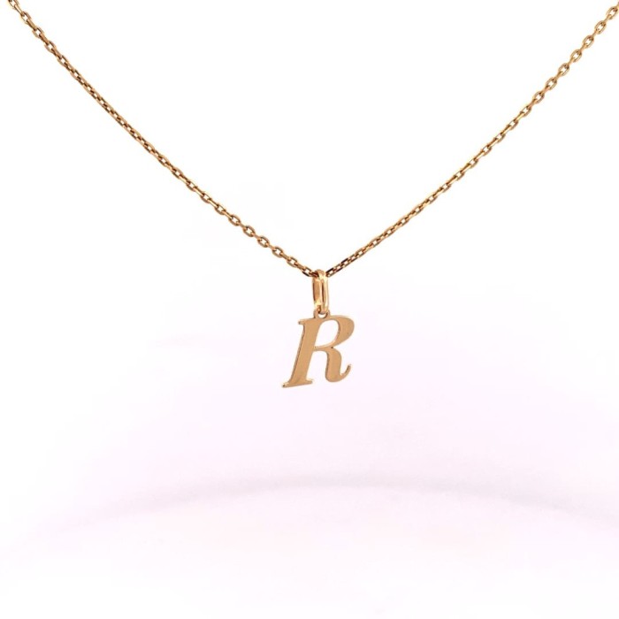 Pandativ din aur de 14k in forma de litera R