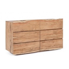Comoda 6 sertare lemn maro Aron 142x45x83 cm