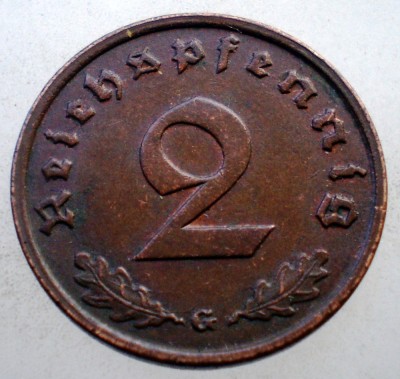 2.622 GERMANIA 2 REICHSPFENNIG 1938 G foto