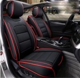 2 x LUX Huse Scaune pentu Masini Auto Universal Negru Rosu Eco Piele