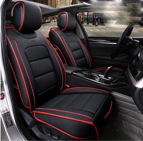 2 x LUX Huse Scaune pentu Masini Auto Universal Negru Rosu Eco Piele