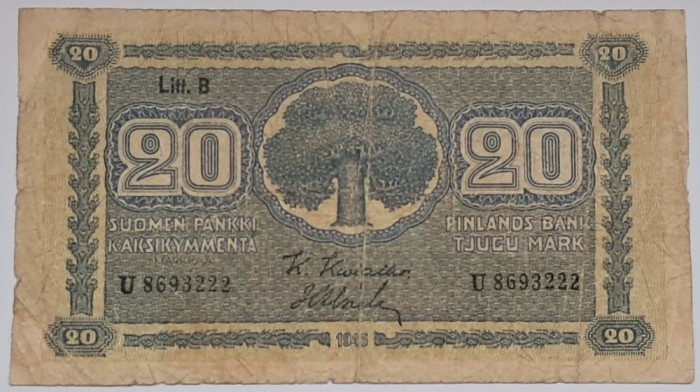 Finlanda, 20 Markkaa 1945