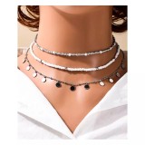 Cumpara ieftin Set 3 coliere argintiu cu alb-18611