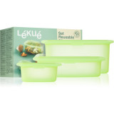 L&eacute;ku&eacute; Set of 3 Reusable Silicone Boxes set pentru depozitarea alimentelor