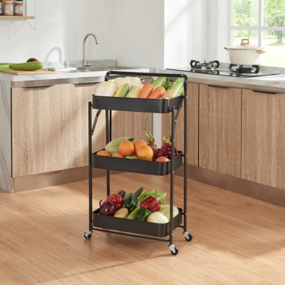 Carucior servire la masa V&amp;ouml;r&amp;aring; 88x45x30cm pliabil negru [en.casa] HausGarden Leisure foto