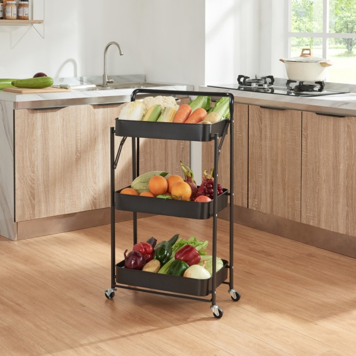 Carucior servire la masa V&ouml;r&aring; 88x45x30cm pliabil negru [en.casa] HausGarden Leisure