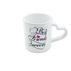 Cana alba cu toarta inima personalizata Best friends Forever