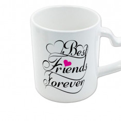 Cana alba cu toarta inima personalizata Best friends Forever