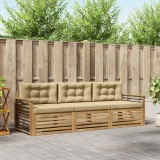 vidaXL Set de canapele de exterior cu pernă 3 pcs Alb și Bej Poliester 3389978