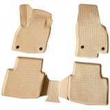 Set de 5 covorase bej cauciuc 3D stil tavita premium Skoda Kamiq din 2019, Recambo