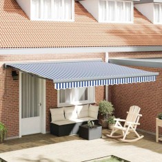 vidaXL Cortina Retractabilă Manual Albastru și alb 350 x 250 cm