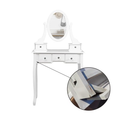 Set masa de toaleta 140x80x40 cm, oglinda si scaun incluse, 5 sertare, RESIGILAT foto