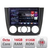 Navigatie BMW Seria 1 E87 2007-2011 clima manuala Edotec Kit-bmw117-manual 8 core QLED 2K 16+512GB 360 Android Waze USB Navigatie Internet Youtub