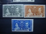 BRITISH GUIANA 1937 SERIE INCORONAREA GEORGE VI MH, Nestampilat