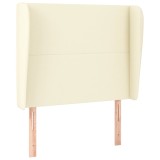 Cumpara ieftin Tablie de pat cu aripioare, crem, 93x23x118/128 cm, piele eco