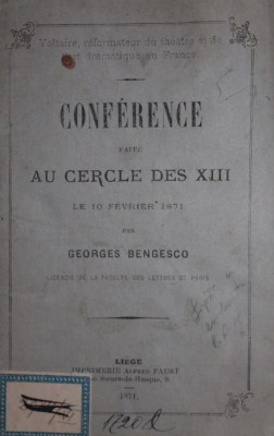 CONFERENCE FAITE AU CERCLE DES XIII LE 10 FEVRIER 1871 foto