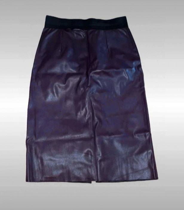 Vegan leather plum skirt