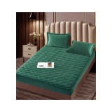 Cumpara ieftin Husa de Saltea Tip Topper cu Elastic + 2 Fete de Perna, Verde Inchis 140X200 - JOJ07