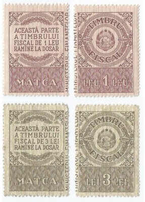 *Romania, lot 1112 cu 4 timbre fiscale generale, 1966, MNH foto