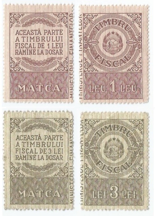 *Romania, lot 1112 cu 4 timbre fiscale generale, 1966, MNH