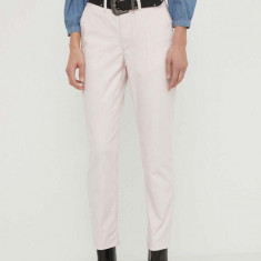 Levi's pantaloni femei, culoarea roz, mulata, high waist