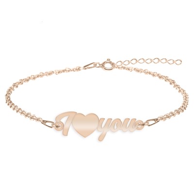 I Love You - Bratara personalizata argint 925 placat cu aur roz foto
