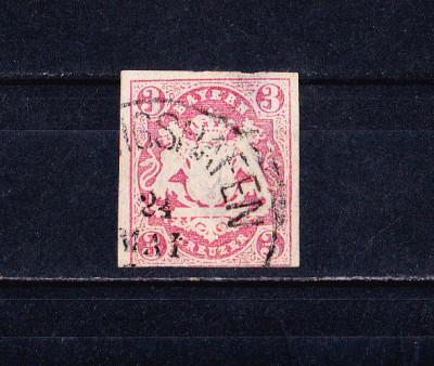 TSV$ - BAYERN, 1867 - 1868 MICHEL 15, 3 KREUZER, STAMPILAT foto