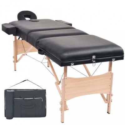 vidaXL Masă de masaj pliabilă cu 3 zone, 10 cm grosime, negru foto
