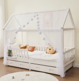 Set decor Alavya Home XL 150x340 cm muselin bumbac organic - 3 piese, alb