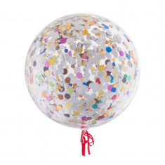 Balon confetti diametru 18 inch, latex transparent culoare multicolor foto